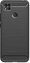 Shop4 - Xiaomi Redmi 9C Hoesje - Zachte Back Case Brushed Carbon Zwart