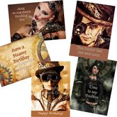 Cartes de voeux Steampunk Set Cyrus, 5 cartes Steampunk, Carte funéraire Steampunk, Fantasy Carte d' anniversaire