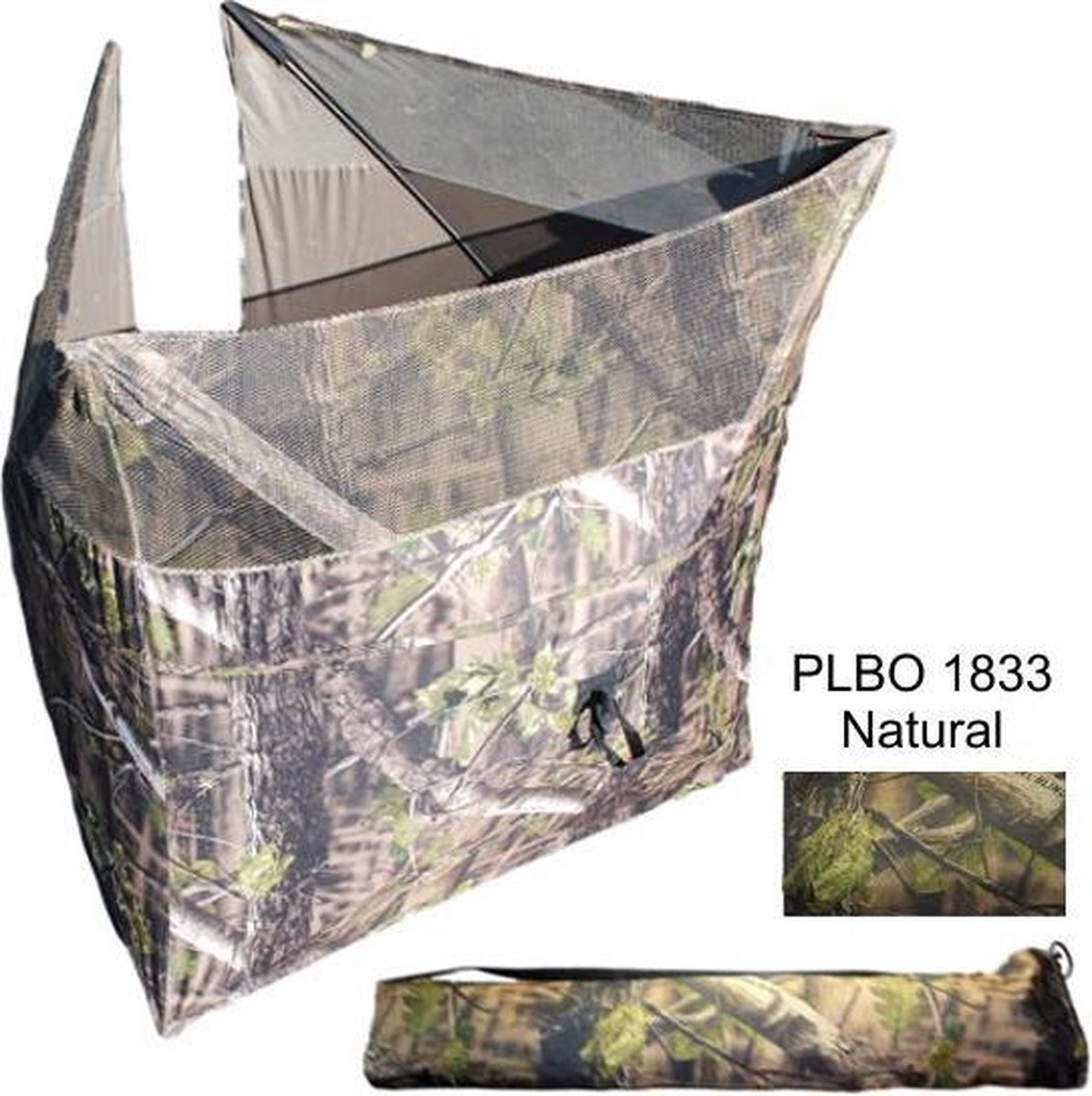Camouflage vouwscherm groen 125x125cm in draagzak - Windscherm camouflage kleuren - camouflage windscherm - afzet vouwscherm camo - windbescherming veldinrichting