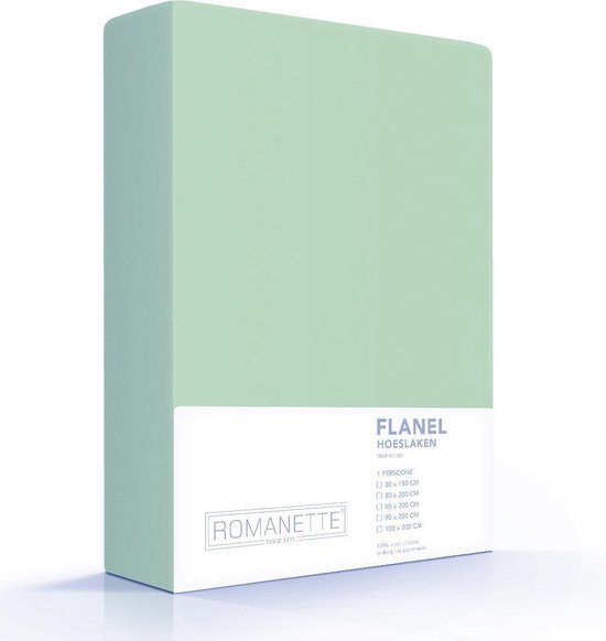 Excellente Flanel Hoeslaken Eenpersoons Extra Lang Groen | 90x220 | Ideaal Tegen De Kou | Heerlijk Warm En Zacht