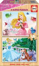 2 Legpuzzels van Hout van 16 stukjes - Disney Prinsessen - Educa Puzzels
