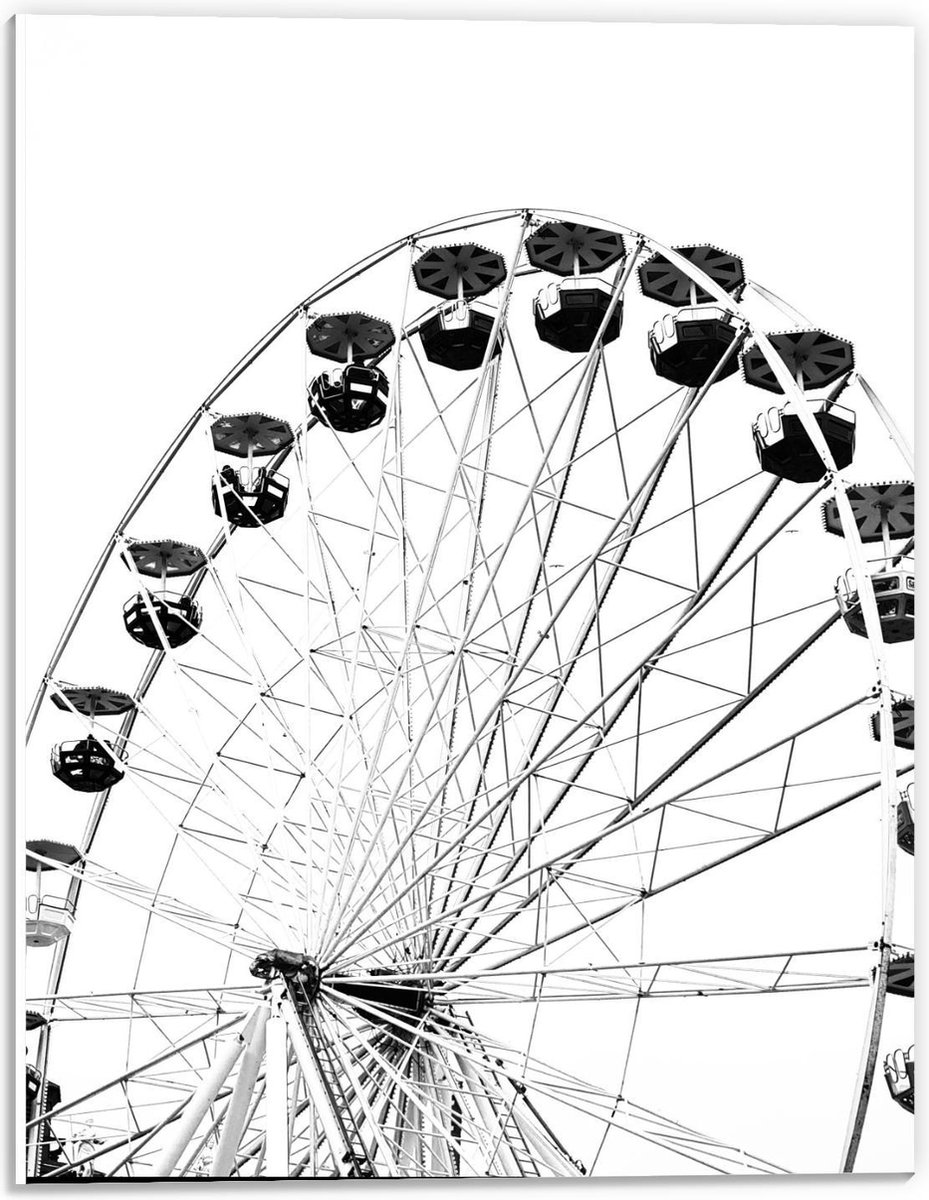 Forex - Reuzenrad met Parasolletjes (zwart-wit) - 30x40cm Foto op Forex