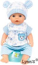 Poppenkleertjes - Geschikt voor Baby Born - Blauwe outfit - Muts, shirt en broek
