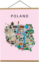 Kaart van Polen | B2 poster | 50x70 cm | Roze | Maison Maps