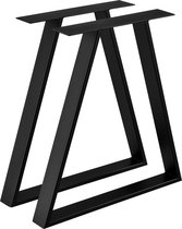 Tafelpoot - Meubelpoot - Set van 2 stuks - Staal - Zwart - Afmeting (LxBxH) 70 x 10 x 72 cm