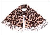 Warme dames sjaal - leopard - Taupe / Zwart