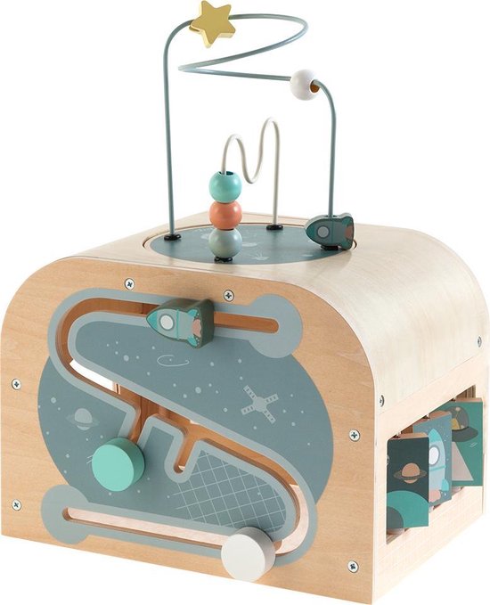 howa Houten Activiteiten Kubus met Kralenspiraal "space" 6020