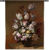 Wandkleed Stilleven met bloemen - Hans Bollongier - 90x120 cm