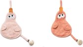 Timboo set van 2 - Fopspeendoekje Bamboo – Tutdoekje - Eend – Knuffeldoekje – 2 Stuks - misty rose + apricot blush