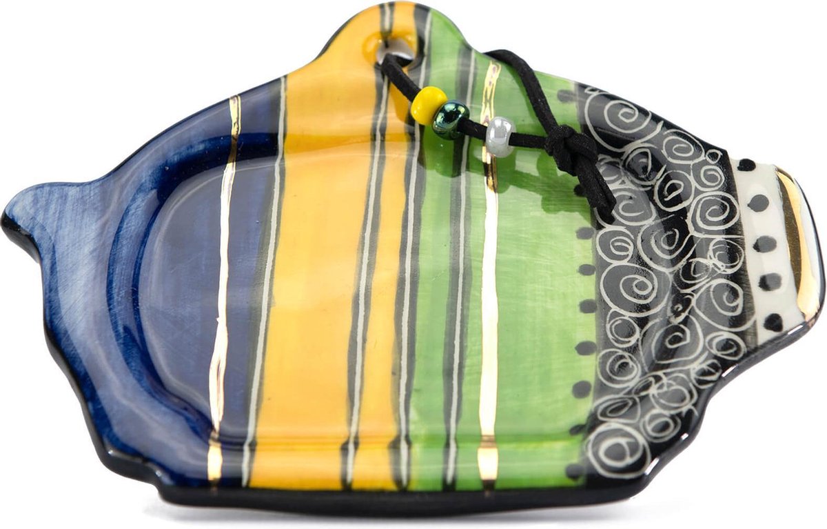 Theezakjes schoteltje - Model: Lichtgroen-Geel-Blauw | Handgemaakt in Zuid Afrika - hoogwaardig keramiek - speciaal gemaakt door Letsopa Ceramics voor Nwabisa African Art