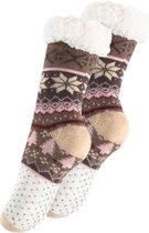 Socke - 1 Paar ABS - Antislip Huis Sokken - Bed Sokken - Kleur Beige / Wit - Maat One Size - 36/42 - Homesocks - Noppen Aan Zool - Voetzool - Antislip Sokken - Warme antislip sokken