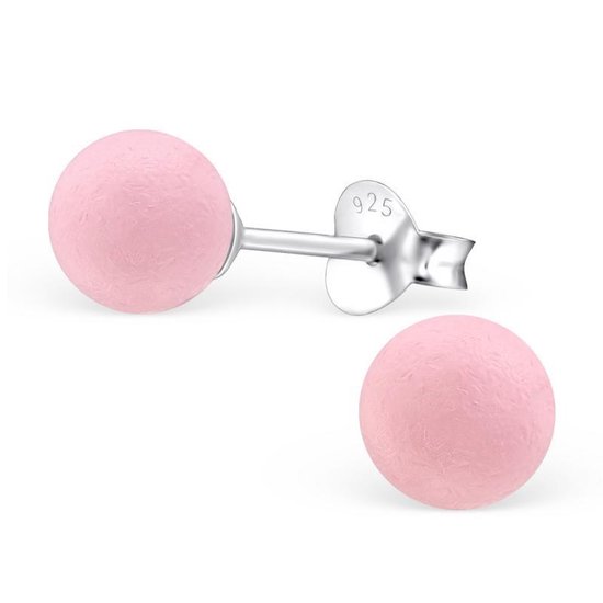 Aramat jewels ® - Zilveren pareloorbellen zijde roze 925 zilver parel roze 6mm