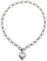 Dielay - Ketting met Hart - RVS - Lengte 50 cm - Zilverkleurig