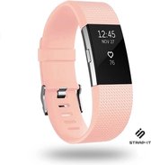 Siliconen Smartwatch bandje - Geschikt voor Fitbit Charge 2 siliconen bandje - roze - Strap-it Horlogeband / Polsband / Armband - Maat: Maat L