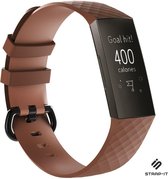 Siliconen Smartwatch bandje - Geschikt voor  Fitbit Charge 3 silicone band - bruin - Maat: L - Strap-it Horlogeband / Polsband / Armband