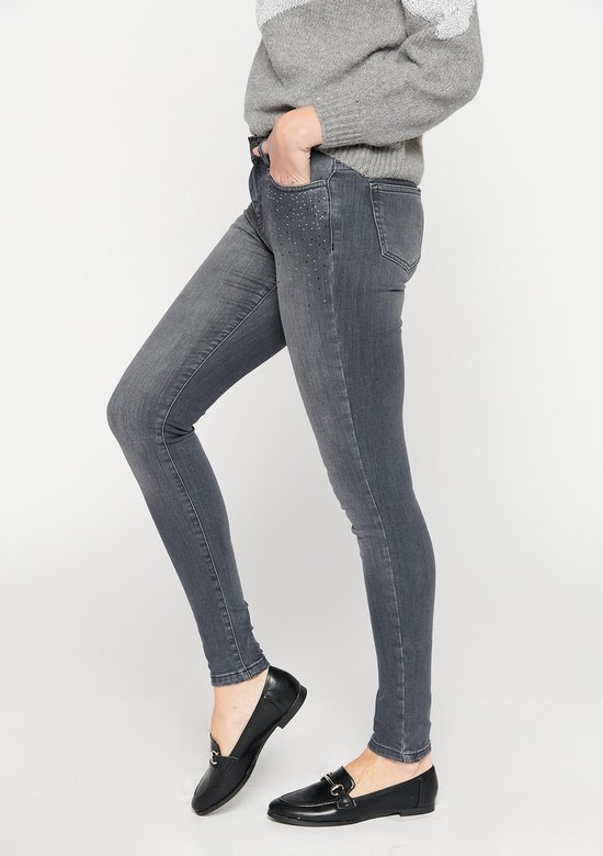 LOLALIZA Skinny jeans met strass steentjes - Grijs - Maat 46 | bol.com