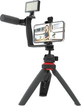 Kit DigiPower Vlog "Superstar Essential" EU-DPS-VLG5 | Smartphone / Action Camera/ caméra, lumière 50 LED, microphone de fusil de chasse stéréo, trépied, télécommande Bluetooth