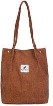 Handbag - Corduroy Shopping Bag - Canvas Cloth Shoulder Bag - Eco Grocery Totes