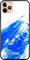 iPhone 11 Pro Max Hoesje TPU Case - Blue Brush Stroke #ffffff