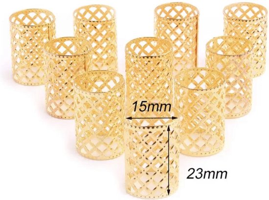 Ouligay 100 stks Gouden Haar Manchetten Charms Ringen voor Vlechten, Haar Sieraden Voor Vlechten, Verstelbare Vlecht Clips Dreadlock Gouden Accessoires Stukken Sieraden voor Mannen Vrouwen Festival