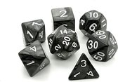 Polydice set 7 stuks - Polyhedral dobbelstenen set  | dungeons and dragons dnd dice| D&D  Pathfinder RPG | Zwart / Black gemarmerd