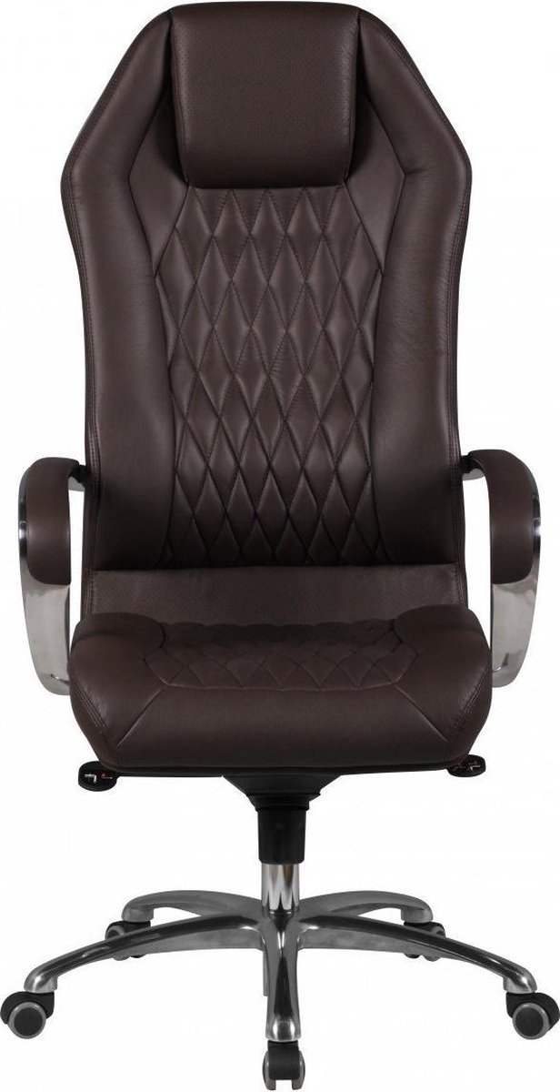 Nancy's Manhattanville Luxe Lederen Bureaustoel - Directiestoel - Echt Leer - Ergonomisch - Gamestoel - Bureaustoelen - Lichtbruin/Donkerbruin/Zwart