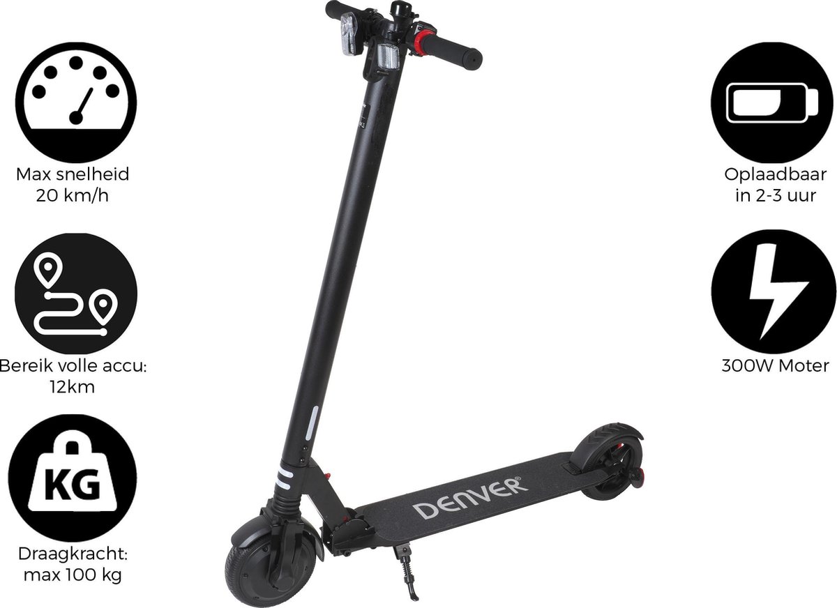 Denver SEL-65220 - Elektrische step - 6.5" Banden - Inklapbaar - Met LED verlichting - Zwart