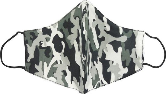Mondkapje Camouflage Grijs | Dubbellaags | Wasbaar | Water-Resistent