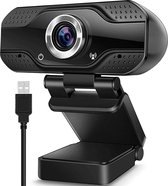 Webcam full HD 1080p met microfoon - USB webcam voor PC zwart - Plug and play - Windows, Mac, Linux