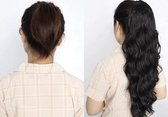 Paardenstaart Ponytail XXL zwart net echt haar golvend 65cm dik&vol 100%Monofibrehair