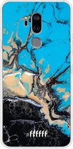 LG G7 ThinQ Hoesje Transparant TPU Case - Blue meets Dark Marble #ffffff