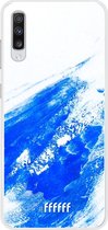 Samsung Galaxy A70 Hoesje Transparant TPU Case - Blue Brush Stroke #ffffff