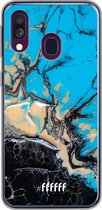 Samsung Galaxy A40 Hoesje Transparant TPU Case - Blue meets Dark Marble #ffffff