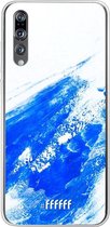 Huawei P20 Pro Hoesje Transparant TPU Case - Blue Brush Stroke #ffffff
