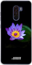 Xiaomi Pocophone F1 Hoesje Transparant TPU Case - Purple Flower in the Dark #ffffff