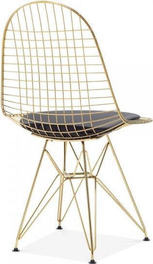 Roman Literaire kunsten Uitstroom DKR stijl draadstoel Goud/Zwart - Wire Chair - DKR stijl stoel | bol.com