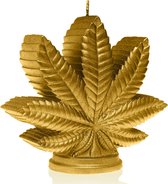 Candellana Goud gelakte figuurkaars, design: Hennep Blad   Hoogte 14 cm (25 uur)