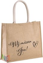 Jute tas naturel 15x35cm wij missen jou