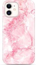 iPhone 12 / Pro Hoesje – Siliconen Case Marmer Design – Roze