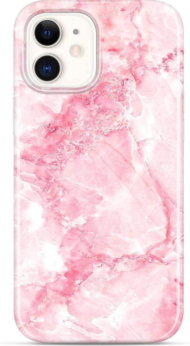 YONO Hoesje geschikt voor iPhone 12 / Pro – Siliconen Case Marmer Design – Roze