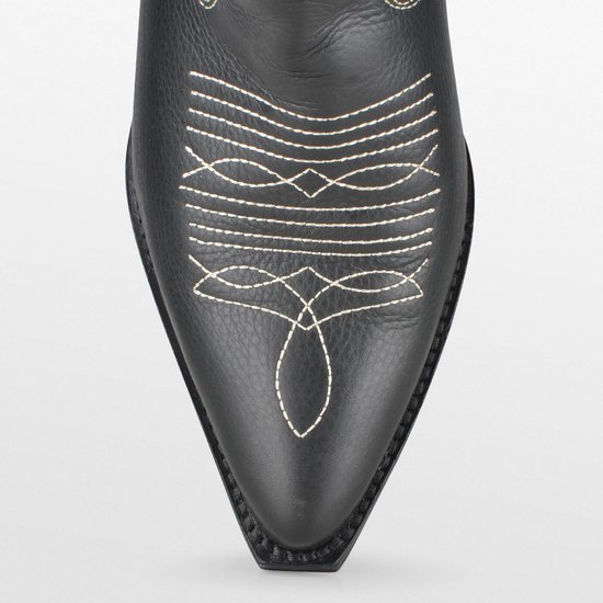 PS Poelman Moco Dames Western Cowboy Halfhoge Leren Laarzen met Witte  Stiksel Details | bol.com