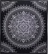 Lotusbloem - Wandkleed - Katoen - Zwart Wit - 230x200 cm - Muurdecoratie