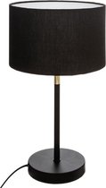 Tafellamp zwart met goud accent inclusief zwarte lampenkap hoogte 42 cm