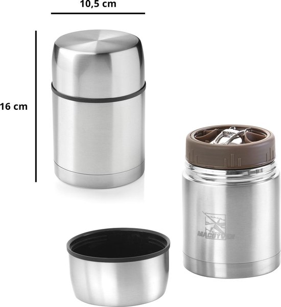 Contenant alimentaire en acier inoxydable Macgyver 0,6 litre - Thermos - Bouteille thermos - Coupe thermos