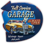 HAES deco - Retro Metalen Muurdecoratie - Full Service Garage - Route 66 - Western Deco Vintage-Decoratie - 40 x 41 x 3 cm - WD229