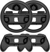 PRO SERIES 4-IN-1 Set Duo Pack Racing Stuur en Duo Pack Controller Handvat voor Nintendo Switch Joy Con Controller - Zwart