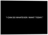Dibond - Tekst: ''I Can Do Whatever I Want Today - 40x30cm Foto op Aluminium (Met Ophangsysteem)