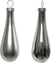 Decoris Druppel Glas Glans-Mat Zilver 2.7x2.7x7.5cm