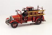 Rode klassieke brandweerwagen - Beeld - Tinnen model - 16,4 cm hoog