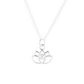 Jewelryz | Ketting Lotus Bloem Wit | 925 zilver met Swarovski | Halsketting Dames Sterling Zilver | 50 cm